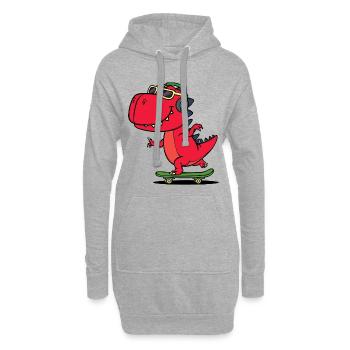 Cool dinosaure Casque Drôle de lunettes de soleil - Sweat-shirt à capuche long Femme - gris chiné - Devant