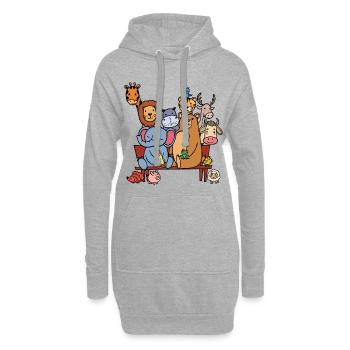 Tierwelt Lebewesen Bär Elefant Löwe Cool - Hoodie-Kleid - Grau meliert - Vorne
