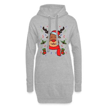 Rennais Noël décorations - Sweat-shirt à capuche long Femme - gris chiné - Devant