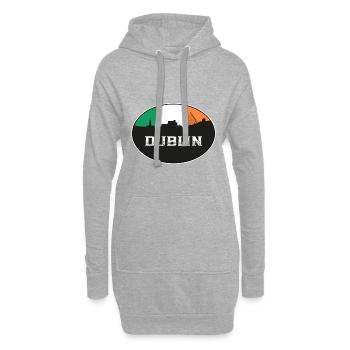 Dublin Irlande Skyline Silhouette Drapeau irlandais Trave - Sweat-shirt à capuche long Femme - gris chiné - Devant