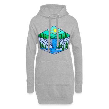 Natur Wasserfall Umwelt Bäume - Hoodie-Kleid - Grau meliert - Vorne