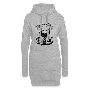 Drôle barbe Hipster hommes Lettrage Typographie - Sweat-shirt à capuche long Femme - gris chiné - Devant