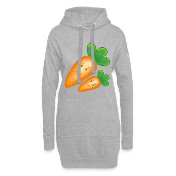 Carotte Carotte en riant - Sweat-shirt à capuche long Femme - gris chiné - Devant