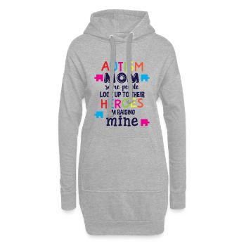 Autismus Mama Manche Leute schauen zu Helden auf - Hoodie-Kleid - Grau meliert - Vorne