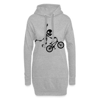 Lustig Totenkopf Fahrrad - Hoodie-Kleid - Grau meliert - Vorne