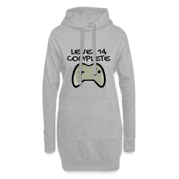 14. Geburtstag - Gamer 14 - 14 Jahre Geschenk - Hoodie-Kleid - Grau meliert - Vorne