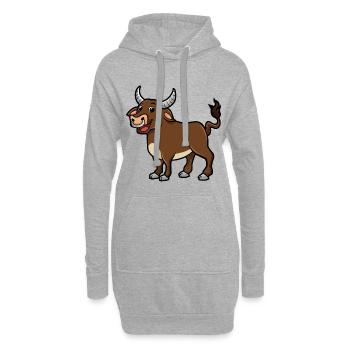 Bull Cartoon Illustration Kawaii pour les enfants - Sweat-shirt à capuche long Femme - gris chiné - Devant