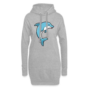 Dolphin Cartoon Illustration Kawaii pour les enfants - Sweat-shirt à capuche long Femme - gris chiné - Devant
