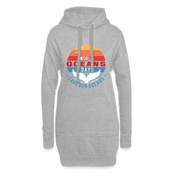 Welttag der Ozeane - Rettet unsere Ozeane - Hoodie-Kleid - Grau meliert - Vorne