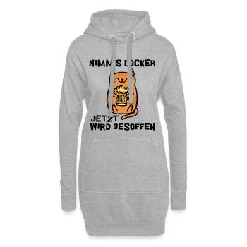 Katze Lustige Sprüche Bierkrug Party - Hoodie-Kleid - Grau meliert - Vorne
