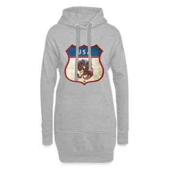 USA Wappen Adler Design - Hoodie-Kleid - Grau meliert - Vorne