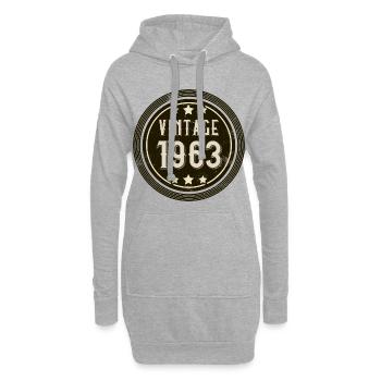 1963 Geburtsjahr Vintage Geburtstag Jahrgang - Hoodie-Kleid - Grau meliert - Vorne