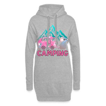 Camping Mountains - Caravane familiale - Sweat-shirt à capuche long Femme - gris chiné - Devant