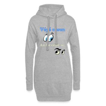 Véyé mwen an ka véyé-w - Sweat-shirt à capuche long Femme - gris chiné - Devant