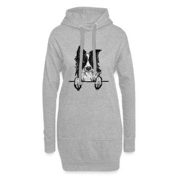 Border Collie Hund für Guckhundeliebhaber - Hoodie-Kleid - Grau meliert - Vorne