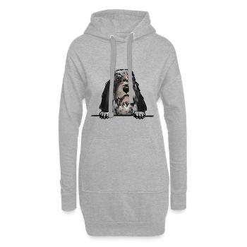 Griffon Bleu De Gascogne Chien pour Peeking Dog Lover - Sweat-shirt à capuche long Femme - gris chiné - Devant