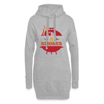 I am a smoker | BBQ - Hoodie-Kleid - Grau meliert - Vorne