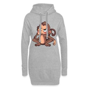 Schlaues Äffchen - Hoodie-Kleid - Grau meliert - Vorne