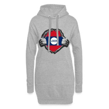 Laos Flaggen Design - Hoodie-Kleid - Grau meliert - Vorne