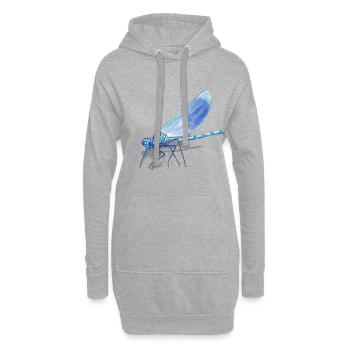 Blue Dragonfly Ember Print - Hoodie-Kleid - Grau meliert - Vorne