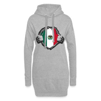 Motif drapeau du Mexique - Sweat-shirt à capuche long Femme - gris chiné - Devant
