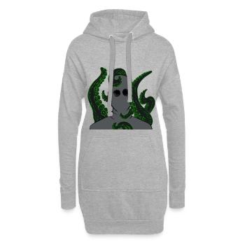 Porträt Neon-Tentakel - Hoodie-Kleid - Grau meliert - Vorne