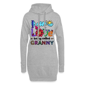 Alte Frau Großmutter Oma Statement Rentnerin - Hoodie-Kleid - Grau meliert - Vorne