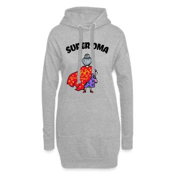 Großmutter Oma Superoma Brille Alte Frau Spruch - Hoodie-Kleid - Grau meliert - Vorne