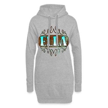 Namenstag Geschenke ELLA MÄDCHENNAME - Hoodie-Kleid - Grau meliert - Vorne