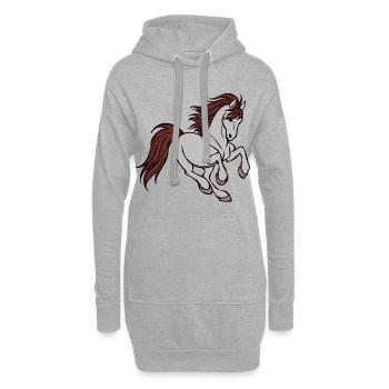 Amour des chevaux Chevaux islandais au galop Chevaux Islandais - Sweat-shirt à capuche long Femme - gris chiné - Devant