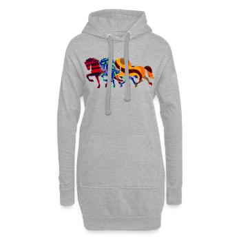 Cool Gallop Chevaux Islandais Cheval Amour Chevaux - Sweat-shirt à capuche long Femme - gris chiné - Devant