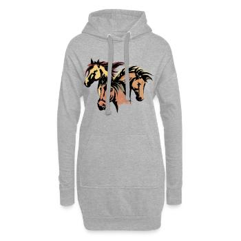 Chevaux Étalon Islandais Chevaux Cheval Amour Islandens - Sweat-shirt à capuche long Femme - gris chiné - Devant