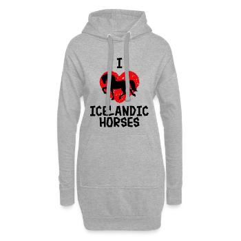 Ich Liebe Pferde Herz Statement Islandpferde - Hoodie-Kleid - Grau meliert - Vorne