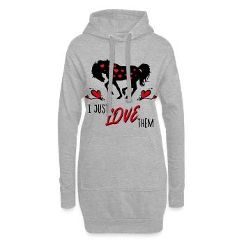 Chevaux islandais chevaux islandais Déclaration Coeur - Sweat-shirt à capuche long Femme - gris chiné - Devant