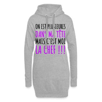 on est plusieures dans ma tête humour femme cadeau - Sweat-shirt à capuche long Femme - gris chiné - Devant