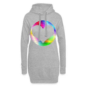 Rainbow Heart Love LGBT - Sweat-shirt à capuche long Femme - gris chiné - Devant