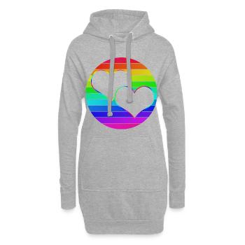 Rainbow 2 cœurs entrelacés - Sweat-shirt à capuche long Femme - gris chiné - Devant