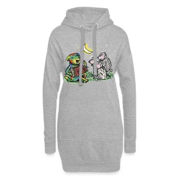 Hütehund mit Akkordeon im Mondlicht - Hoodie-Kleid - Grau meliert - Vorne