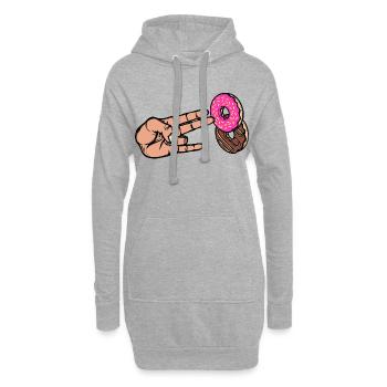 Nachspeise Donut Süßigkeiten Lecker Naschen - Hoodie-Kleid - Grau meliert - Vorne