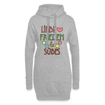 Nachspeise Herz Bonbon Süßigkeiten Statement - Hoodie-Kleid - Grau meliert - Vorne