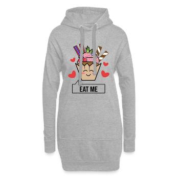 Herz Naschen Nachspeise Statement Süßigkeiten - Hoodie-Kleid - Grau meliert - Vorne