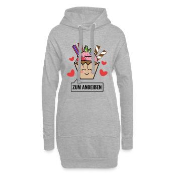Süßigkeiten Statement Herz Nachspeise Naschen - Hoodie-Kleid - Grau meliert - Vorne