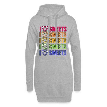 Déclaration du cœur J’aime les bonbons Avec une dent sucrée - Sweat-shirt à capuche long Femme - gris chiné - Devant