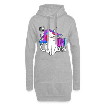 Einhorn Katze Geschenk - Hoodie-Kleid - Grau meliert - Vorne