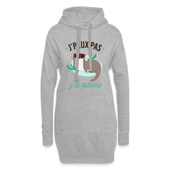 J'peux pas j'ai piscine - Sweat-shirt à capuche long Femme - gris chiné - Devant