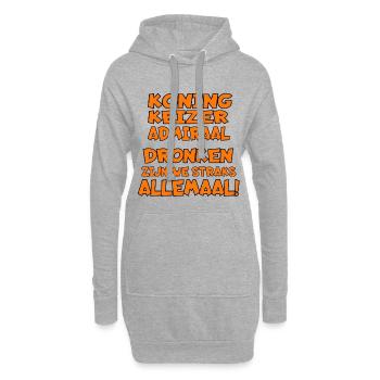 Alles betrunken am Königstag! Orangefarbenes Oberteil # - Hoodie-Kleid - Grau meliert - Vorne