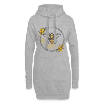 Floral Wreath and bee happy - Sweat-shirt à capuche long Femme - gris chiné - Devant