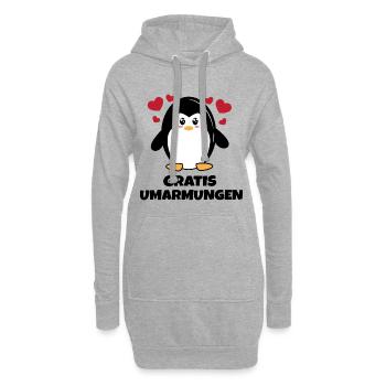 Süß Pinguin Herz Statement Tier Arktis Zoo Vogel - Hoodie-Kleid - Grau meliert - Vorne