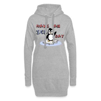 Cool Cold Sweet Penguin Déclaration Oiseau de glace Animal - Sweat-shirt à capuche long Femme - gris chiné - Devant