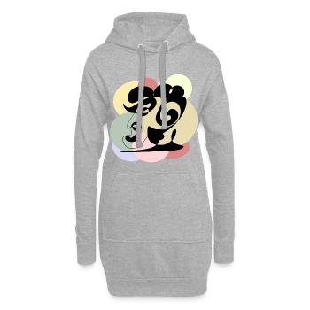 Homme au dessin au trait - Sweat-shirt à capuche long Femme - gris chiné - Devant